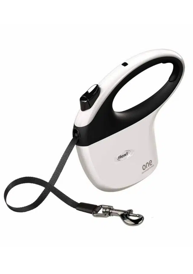 Flexi New Classic All Size Otomatik Beyaz Şerit Tüm Bedenler Köpek Gezdirme Tasması Medium 5 Metre