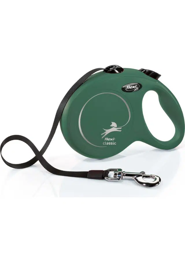 Flexi New Classic Otomatik Yeşil Şerit Köpek Gezdirme Tasması Medium 5 Metre