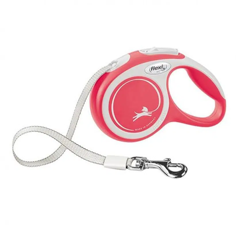 Flexi New Comfort Otomatik Kırmızı Şerit Köpek Gezdirme Tasması Medium 5 Metre