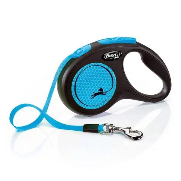 Flexi New Neon Otomatik Mavi Şerit Köpek Gezdirme Tasması Medium 5 Metre