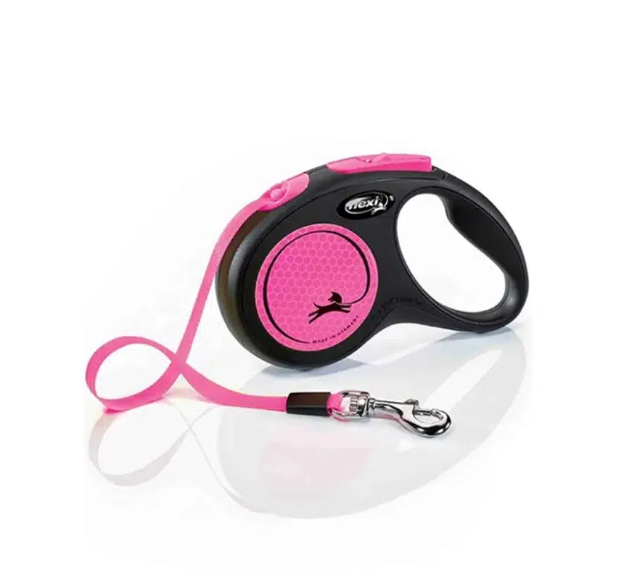 Flexi New Neon Otomatik Pembe Şerit Köpek Gezdirme Tasması Medium 5 Metre