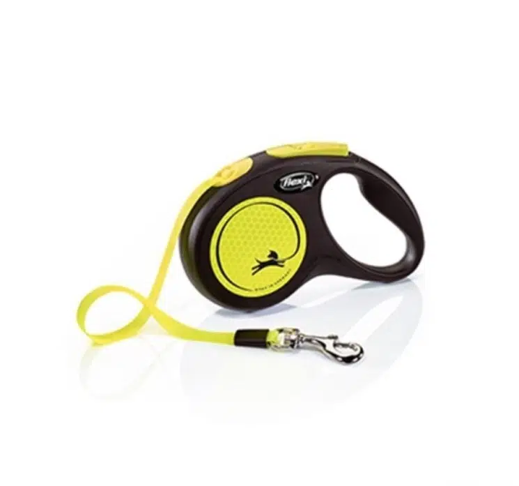 Flexi New Neon Otomatik Sarı Şerit Köpek Gezdirme Tasması Small 5 Metre