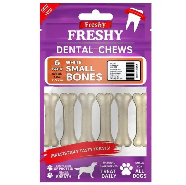 Freshy Dental Chews White Small Bones Köpek Ödül Kemiği 7.5 Cm 6 Adet
