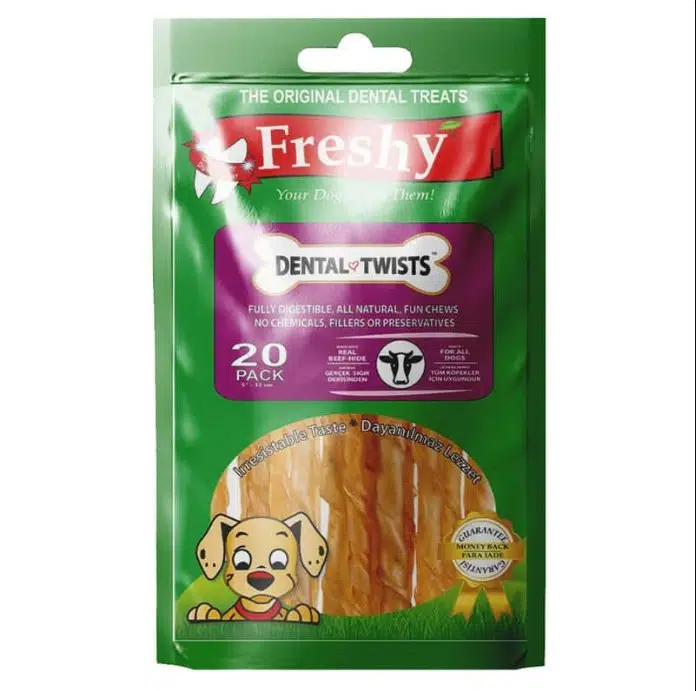Freshy Natural Dental Twist Dental Burgu Köpek Çiğneme Çubuğu 20 Adet