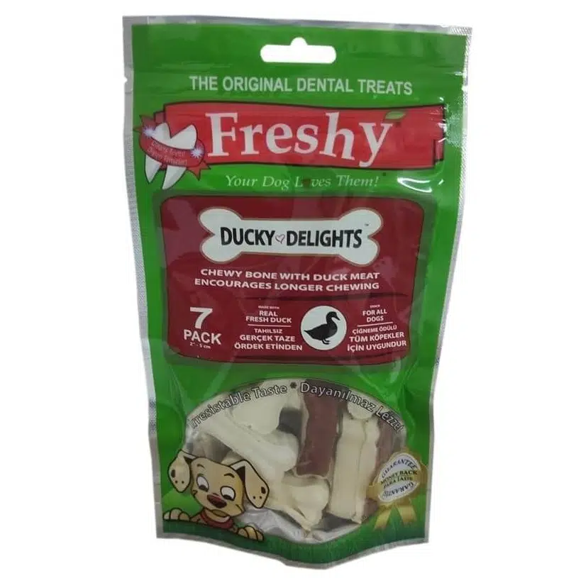 Freshy Ducky Delights Ördek Eti Kaplı Press Kemikler 5 Cm 7 Adet 105 Gr
