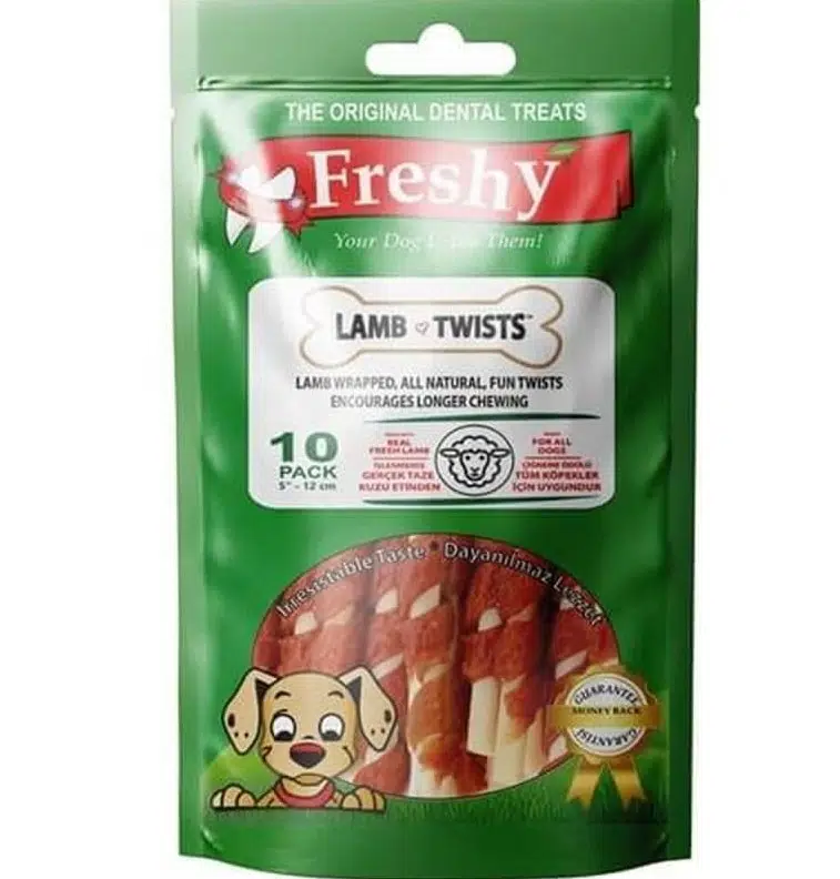 Freshy Lamb Twists Kuzu Etli Burgu Çubuk Köpek Ödülü 10`lu