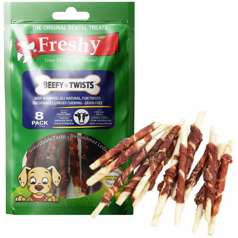 Freshy Beefy Twists Sığır Etli Burgu Çubuk Köpek Ödülü 8`li