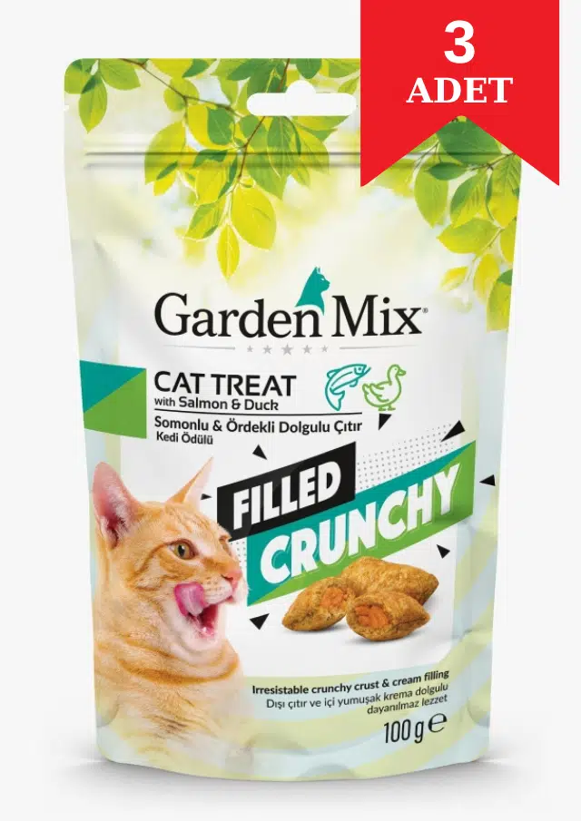 Garden Mix Somonlu Ve Ördekli İçi Dolgulu Kedi Ödül Maması 60 Gr X 3 Adet