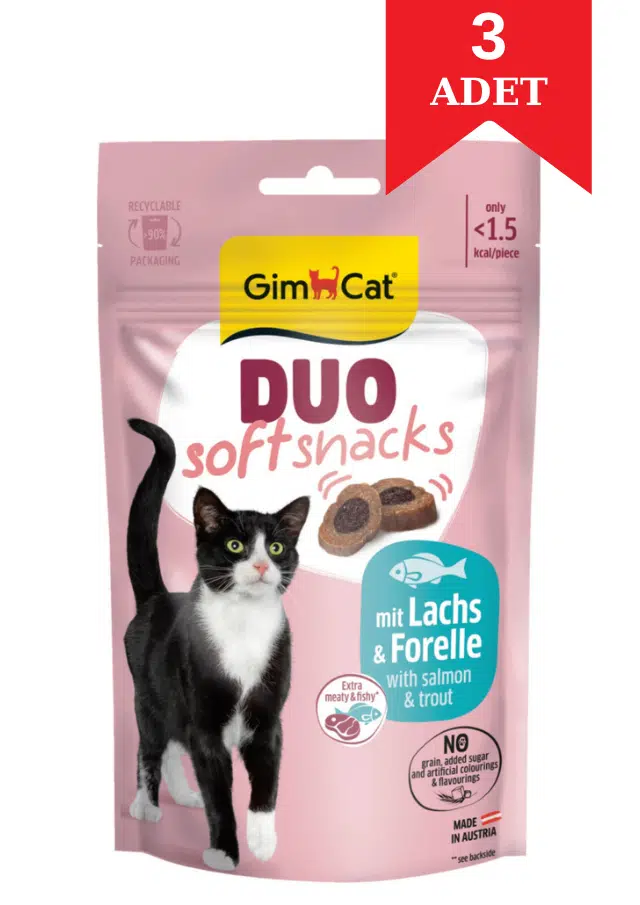 GimCat Duo Soft Shacks Somon ve Alabalıklı Kedi Ödül Maması 50 Gr X 3 Adet