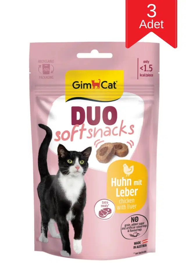 GimCat Duo Soft Shacks Tavuklu ve Ciğerli Kedi Ödül Maması 50 Gr X 3 Adet