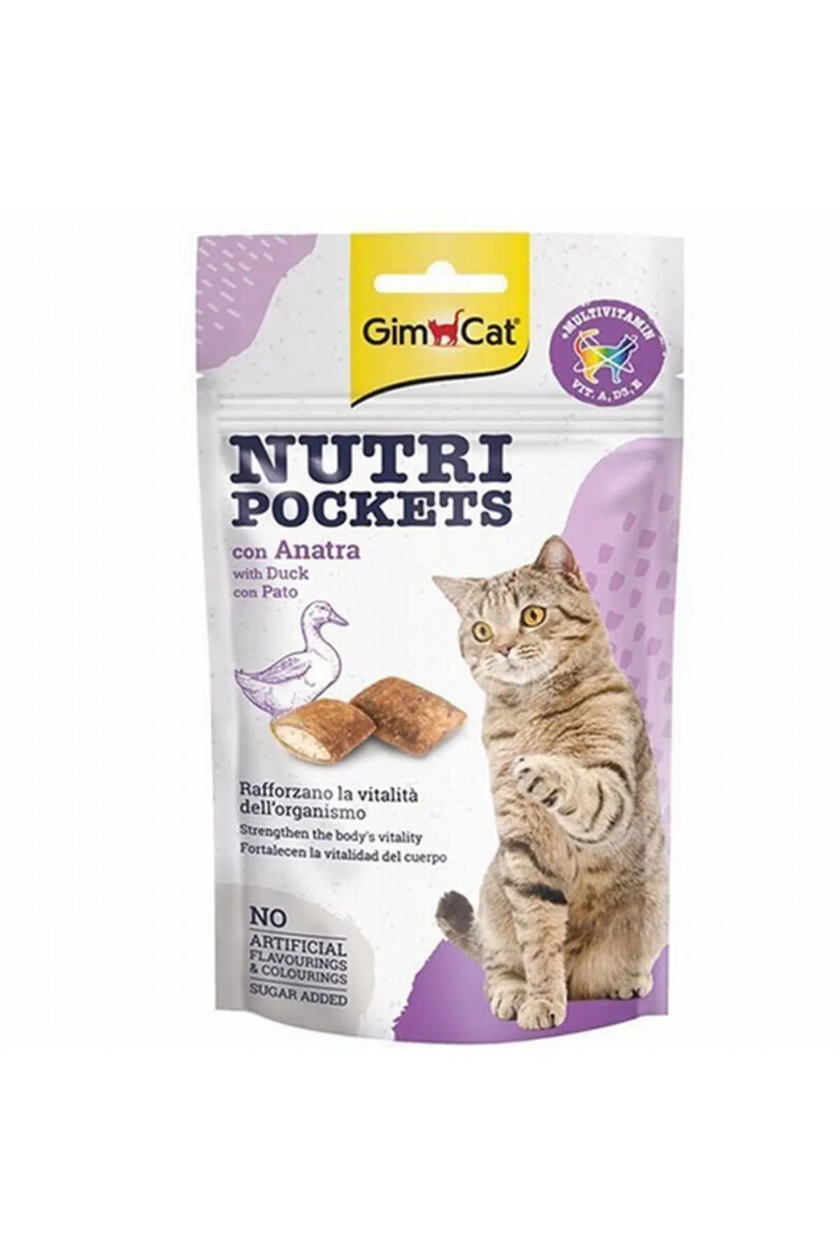 GimCat Nutripockets İçi Ördekli Dolgulu Multivitaminli Çıtır Kedi Ödül Maması 60 Gr
