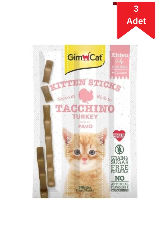 GimCat Sticks Kitten Hindili Yavru Kedi Ödül Çubuğu 9 Gr X 3 Adet