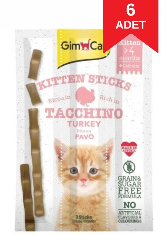 GimCat Sticks Kitten Hindili Yavru Kedi Ödül Çubuğu 9 Gr X 6 Adet