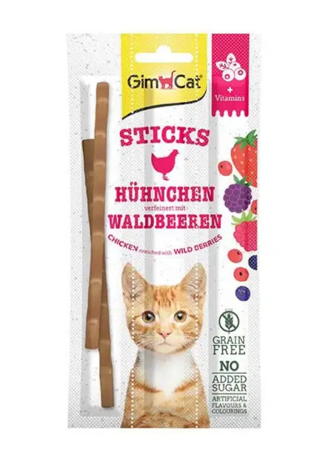 Gimcat Sticks Tavuk Ve Yaban Mersinli Kedi Ödül Çubuğu 15 Gr 3'lü X 3 Adet