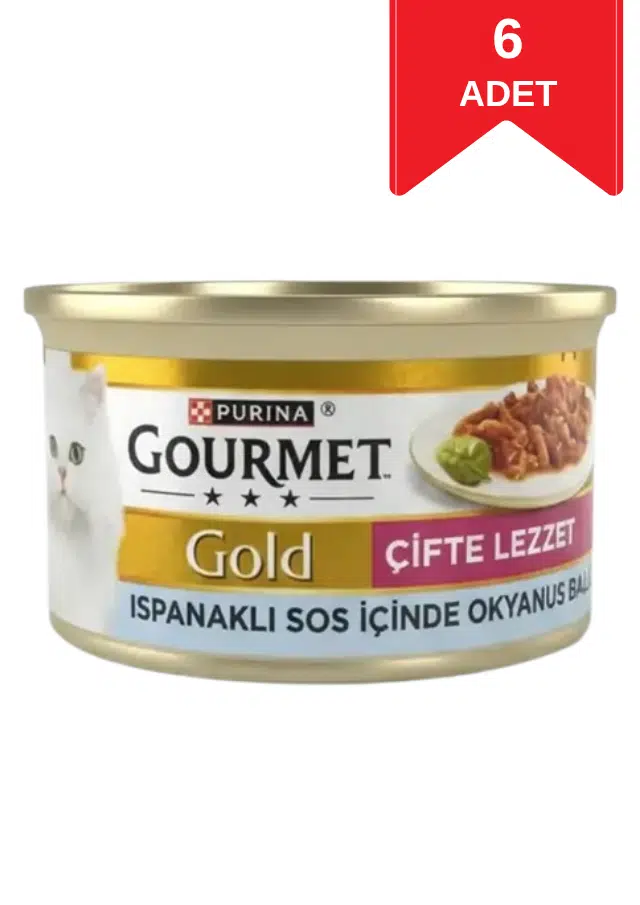 Gourmet Gold Ispanaklı Sos İçinde Okyanus Balığı Konserve Kedi Maması 85 Gr X 6 Adet