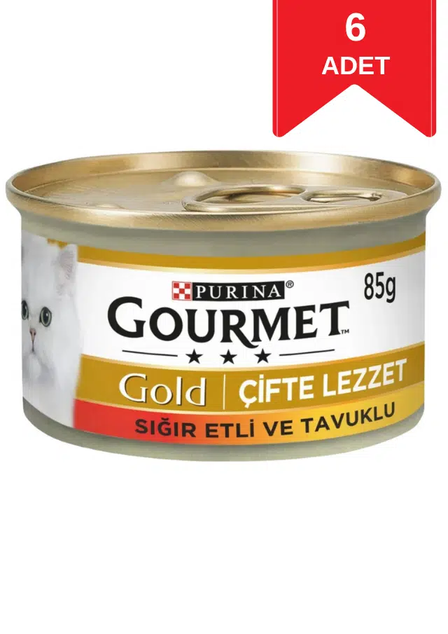 Gourmet Gold Kıyılmış Sığır Etli ve Tavuklu Yetişkin Kedi Konservesi 85 Gr X 6 Adet
