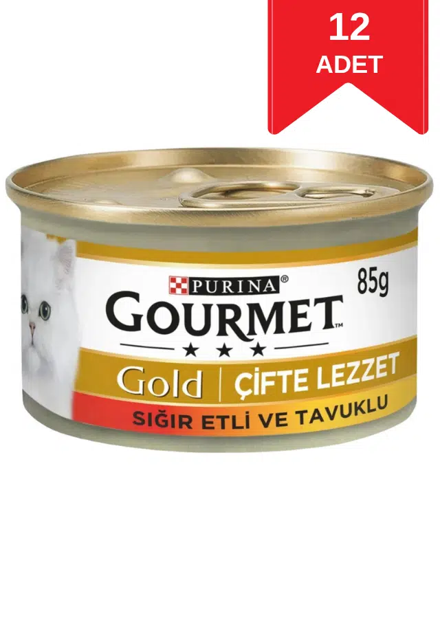 Gourmet Gold Kıyılmış Sığır Etli ve Tavuklu Yetişkin Kedi Konservesi 85 Gr X 12 Adet