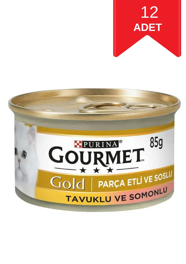 Gourmet Gold Parça Etli Somonlu ve Tavuklu Kedi Konservesi 85 Gr X 12 Adet