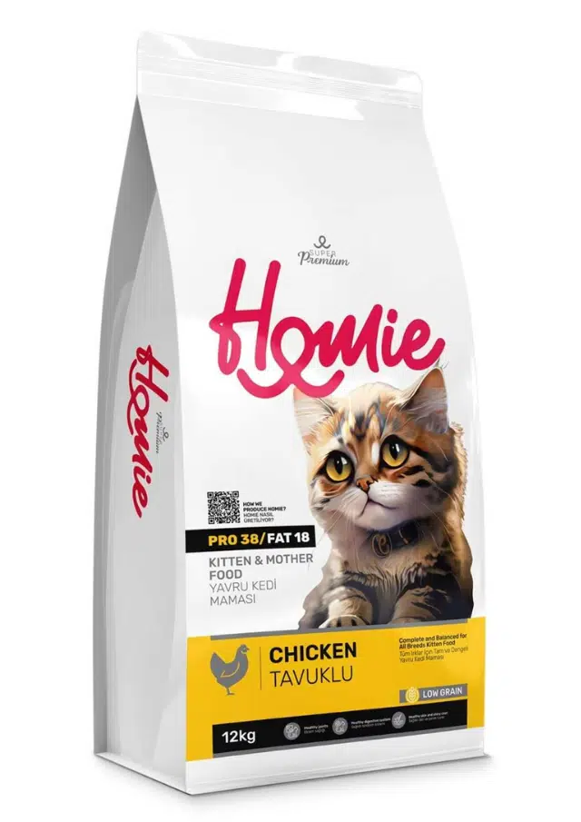 Homie Premium Kitten Düşük Tahıllı Tavuklu 38/18 Yavru Kedi Maması 12 Kg