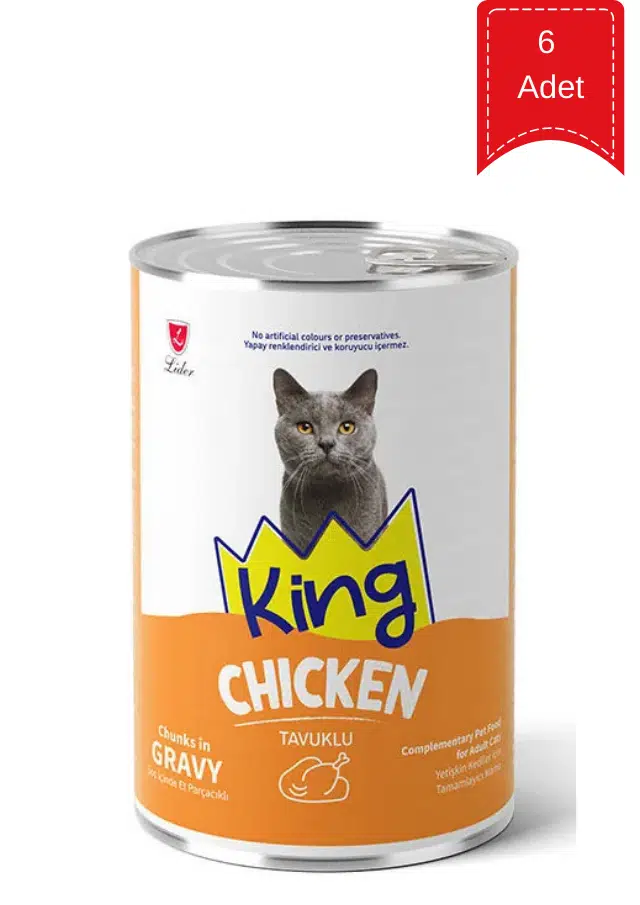 King Sos İçinde Tavuklu Kedi Konservesi 400 Gr X 6 Adet