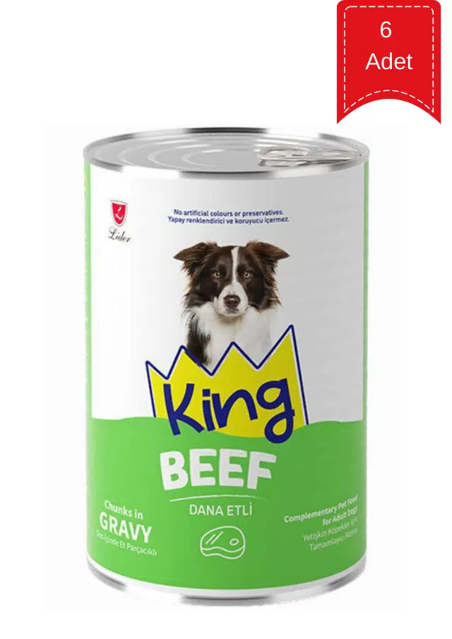 King Adult Sos İçinde Dana Etli Yetişkin Köpek Konservesi 400 Gr X 6 Adet
