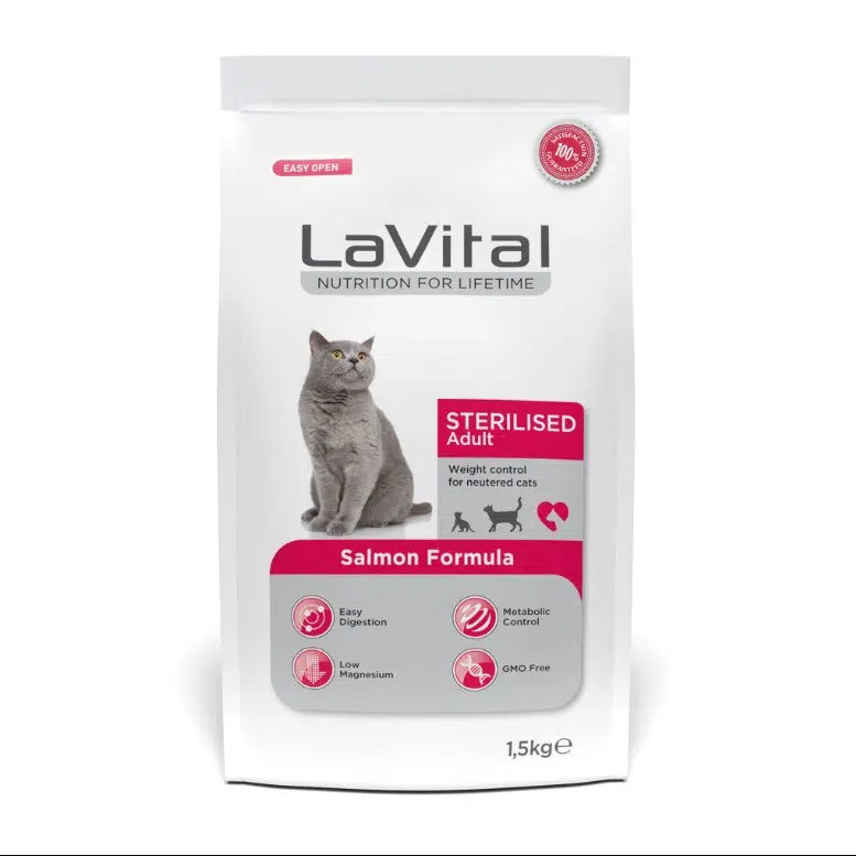 LaVital Sterilised Adult Somonlu Kısırlaştırılmış Yetişkin Kedi Maması 1.5 Kg