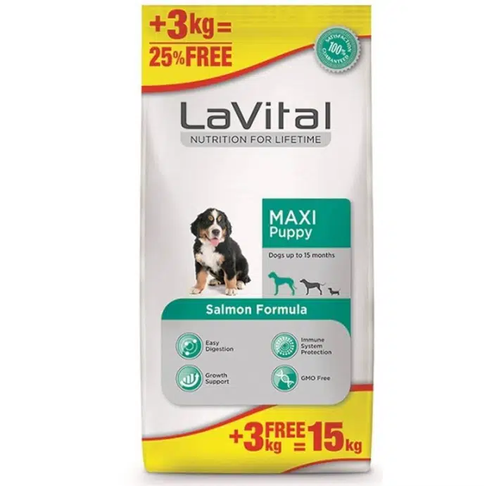 LaVital Maxi Puppy Somonlu Büyük Irk Yavru Köpek Maması 15 Kg