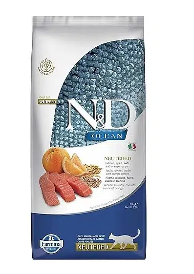 N&D Ocean Düşük Tahıllı Somonlu ve Portakallı Kısırlaştırılmış Kedi Maması 10Kg