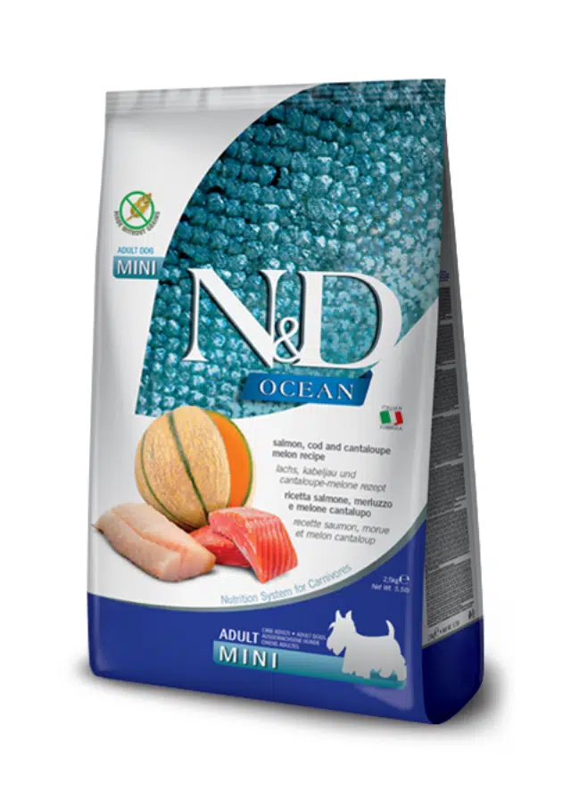 N&D Ocean Somon Ve Morina Balıklı Kavunlu Küçük Irk Tahılsız Yetişkin Köpek Maması 2.5 Kg