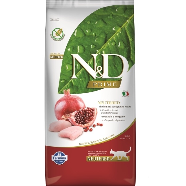 N&D Prime Tavuklu ve Narlı Tahılsız Kısırlaştırılmış Kedi Maması 5 Kg