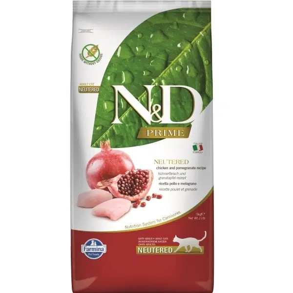 N&D Prime Tavuklu ve Narlı Tahılsız Kısırlaştırılmış Kedi Maması 10 Kg