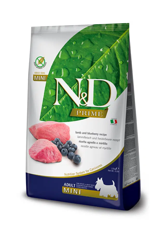 N&D Prime Kuzu Etli Ve Yaban Mersinli Küçük Irk Tahılsız Yetişkin Köpek Maması 7 Kg