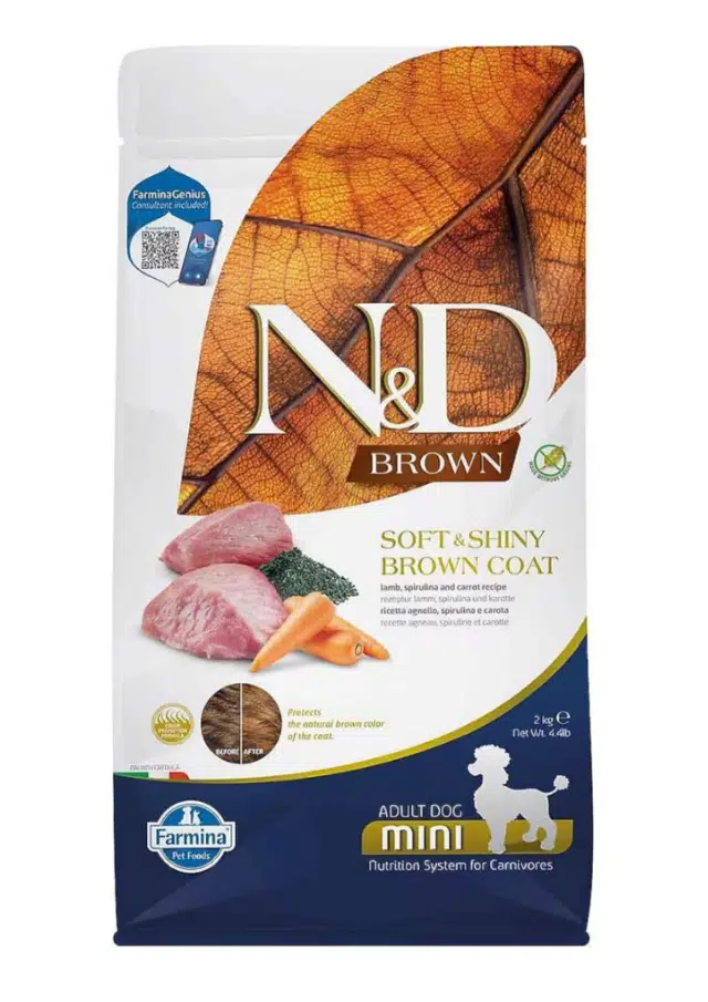 N&D Brown Kuzu Etli Spirulina ve Havuçlu Küçük Irk Yetişkin Köpek Maması 2 Kg