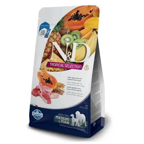 N&D Tropical Selection Adult Kuzu Etli ve Tropikal Meyveli Medium Maxi Yetişkin Köpek Maması 10 Kg