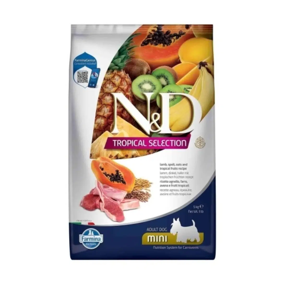 N&D Tropical Selection Adult Kuzu Etli ve Tropikal Meyveli Mini Irk Yetişkin Köpek Maması 5 Kg
