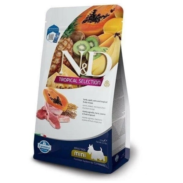 N&D Tropical Selection Kuzu Etli ve Tropikal Meyveli Mini Irk Yetişkin Köpek Maması 1.5 Kg