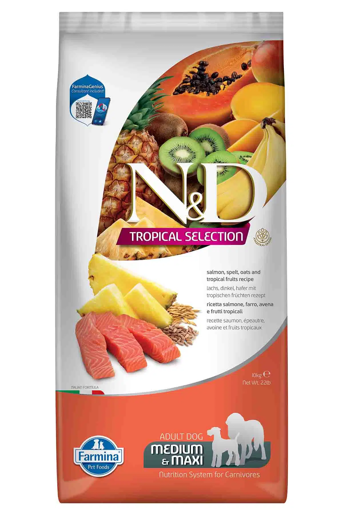 N&D Tropical Selection Somonlu ve Tropikal Meyveli Orta ve Büyük Irk Yetişkin Köpek Maması 10 Kg