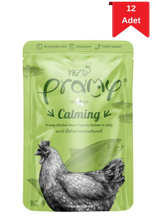 Pramy Calming Jöle Tavuk Etli ve Somonlu Kedi Konservesi 70 Gr X 12 Adet