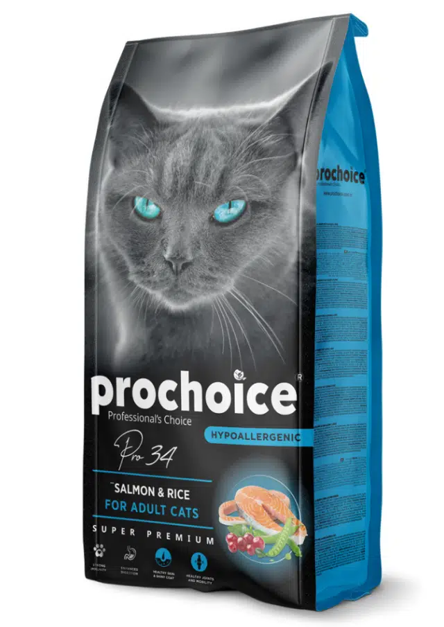 ProChoice 34 Somonlu ve Pirinçli Düşük Tahıllı Yetişkin Kedi Maması 15 Kg