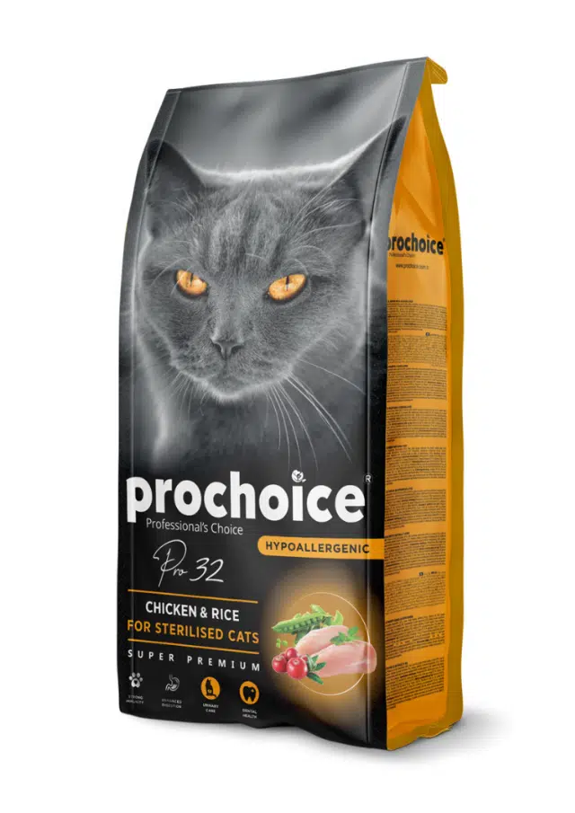 ProChoice 32 Hipoalerjenik Tavuklu Ve Pirinçli Düşük Tahıllı Kısırlaştırılmış Kedi Maması 15 Kg
