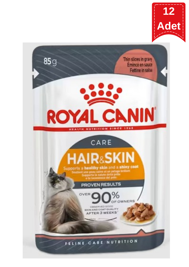 Royal Canin Hair & Skin Gravy Yetişkin Kedi Yaş Maması 12x85 Gr