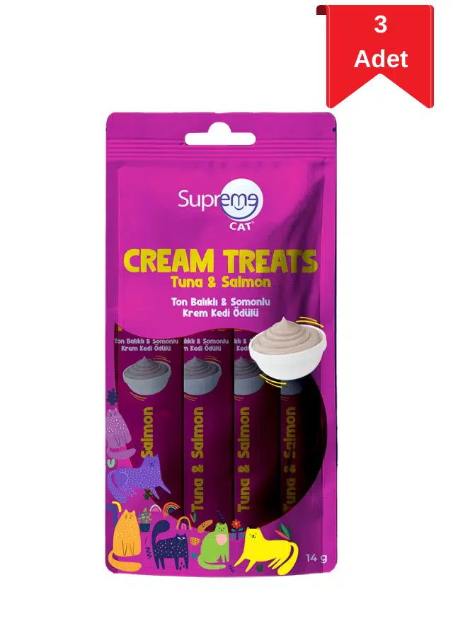 Supreme Cat Ton Balıklı ve Somonlu Krema Kedi Ödülü 4'lü 14 Gr X 3 Paket