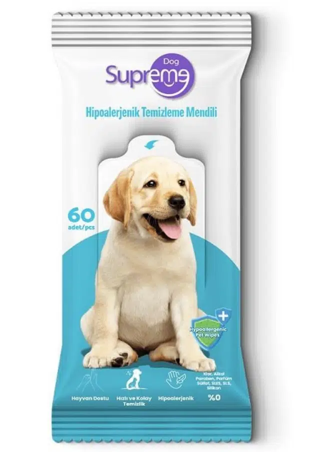 Supreme Hypoalergenic Köpek Temizleme Mendili 60 Adet 3'lü Paket