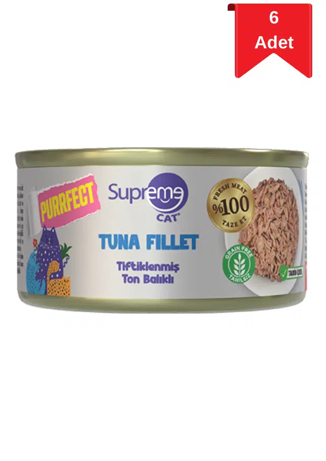Supreme Cat Tiftiklenmiş Ton Balıklı Yetişkin Konserve Kedi Maması 70 Gr X 6 Adet