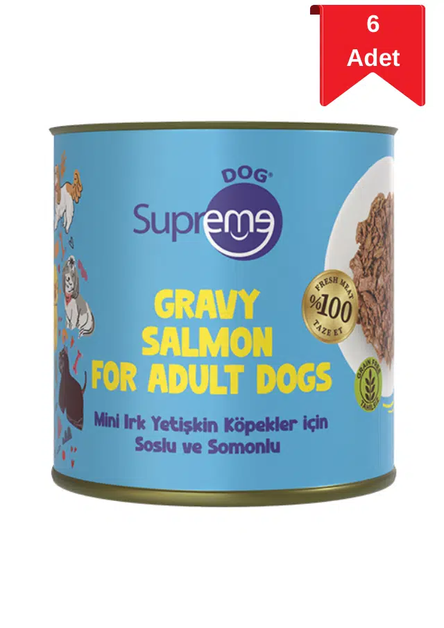 Supreme Dog Mini Irk Yetişkin Köpekler İçin Soslu ve Somonlu Konserve Mama 200 Gr X 6 Adet