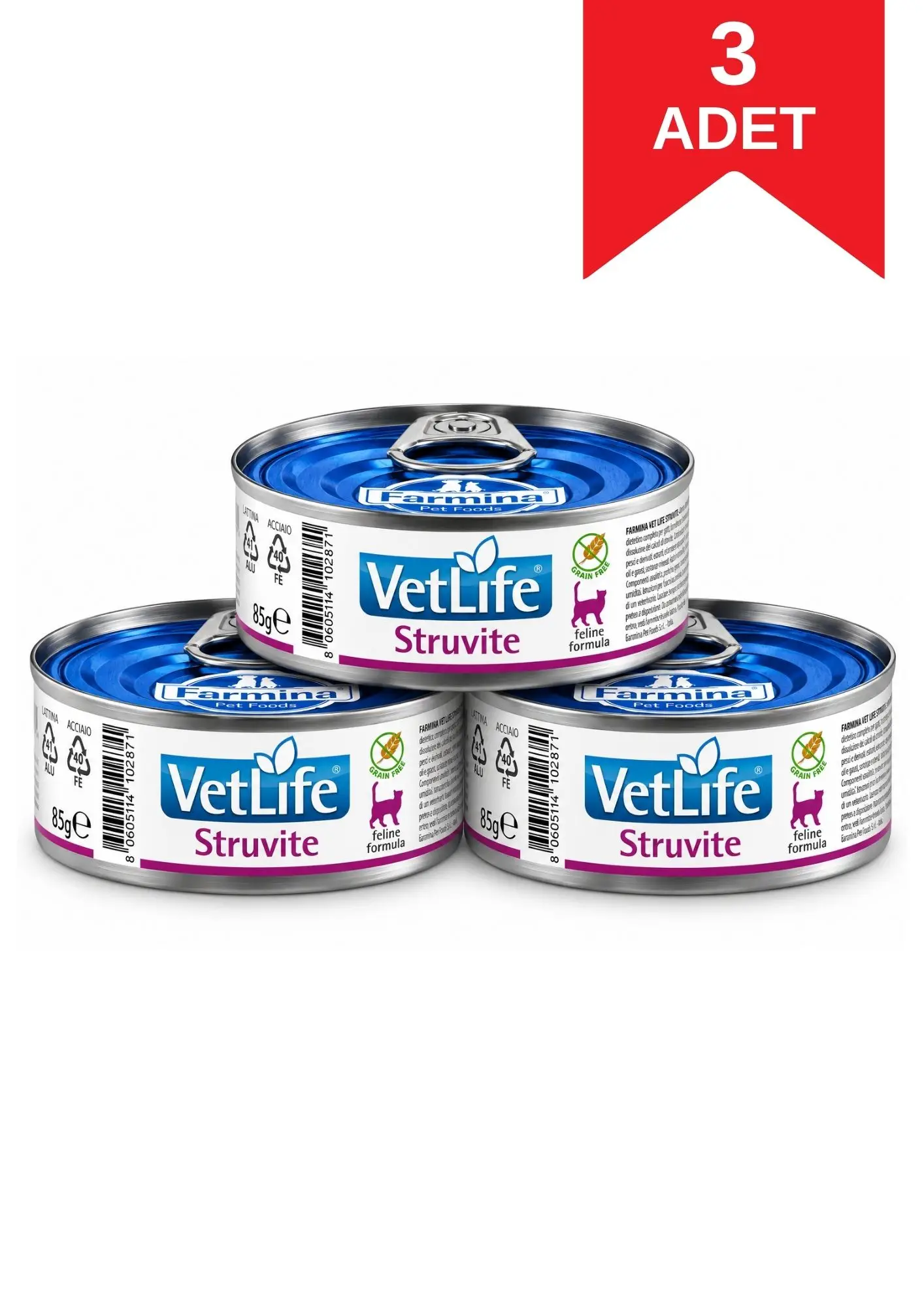 Vet Life Struvite Feline Formula Kedi Yaş Maması 85 Gr X 3 Adet