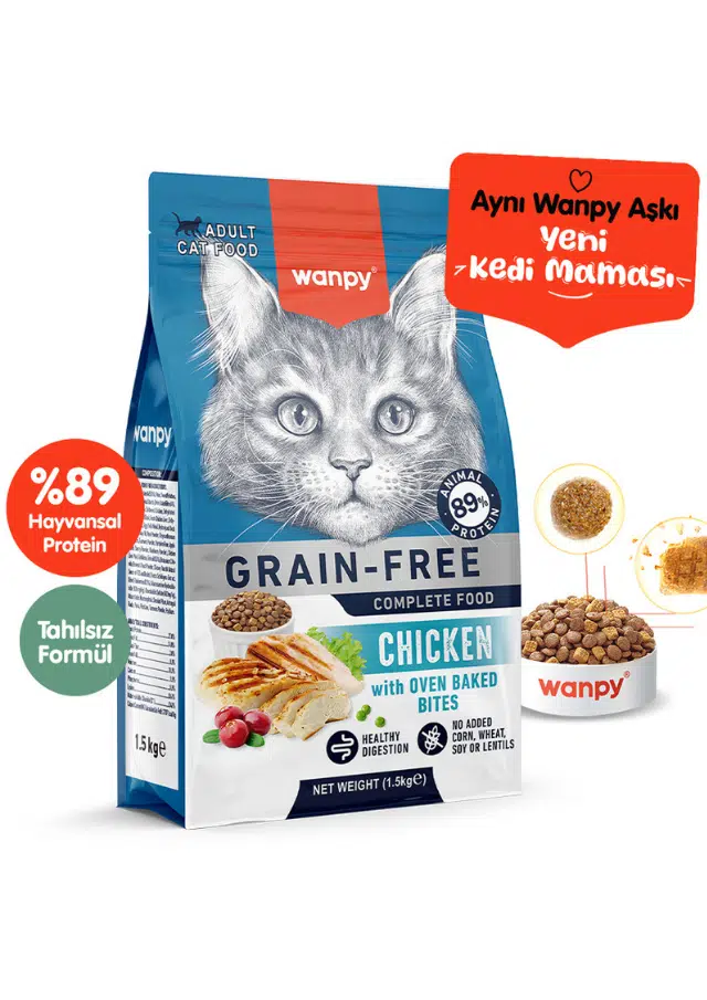 Wanpy Complete Food Cat Tavuklu Tahılsız Yetişkin Kedi Maması 1.5 Kg