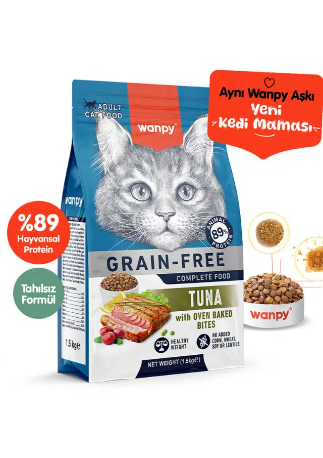 Wanpy Complete Food Cat Ton Balıklı Tahılsız Yetişkin Kedi Maması 1.5 Kg