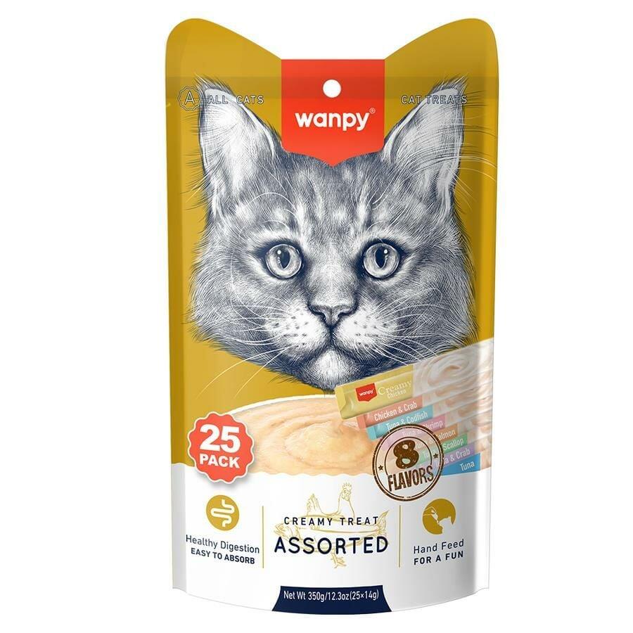 Wanpy Karışık 8 Lezzetli Krema Sıvı Kedi Ödülü 14 Gr X 25 Adet