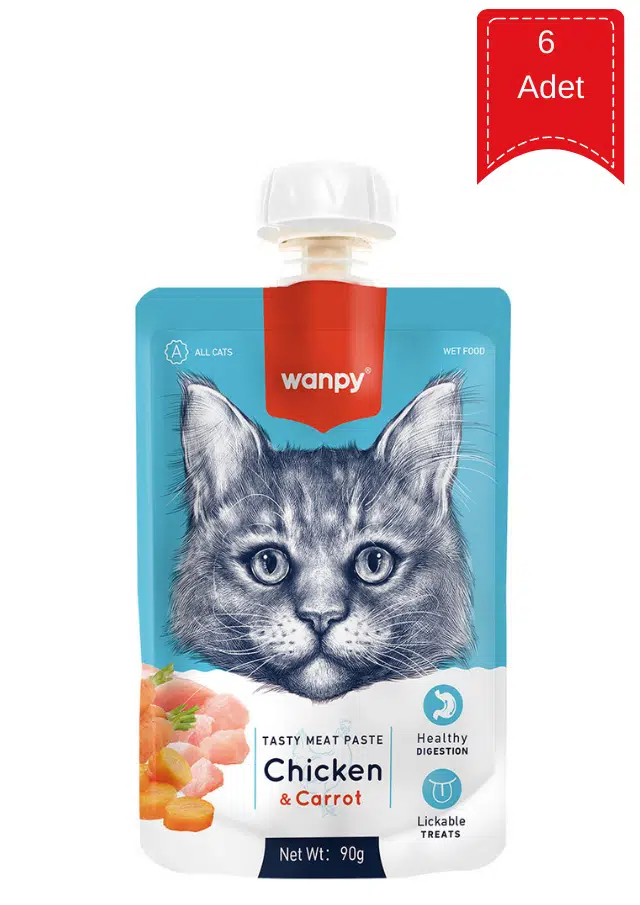 Wanpy Tavuklu Ve Havuçlu Ezme Kedi Ödül Maması 90 Gr X 6 Adet